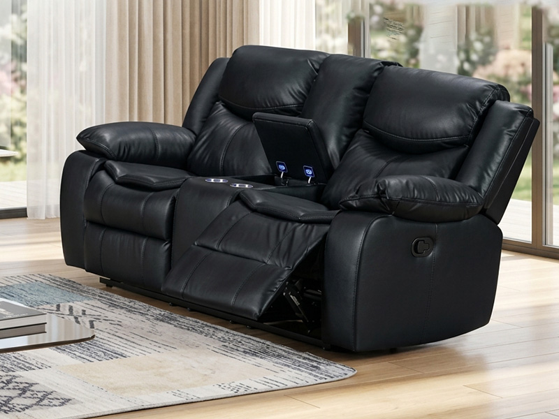 Bruschetta 2-Seater Loveseat Recliner (Black)
